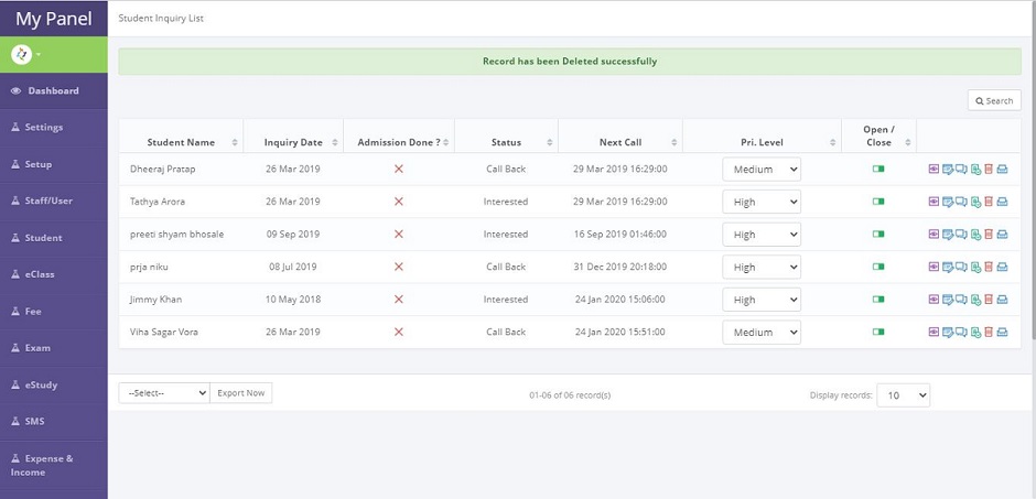 student inquiry management system for Institutes